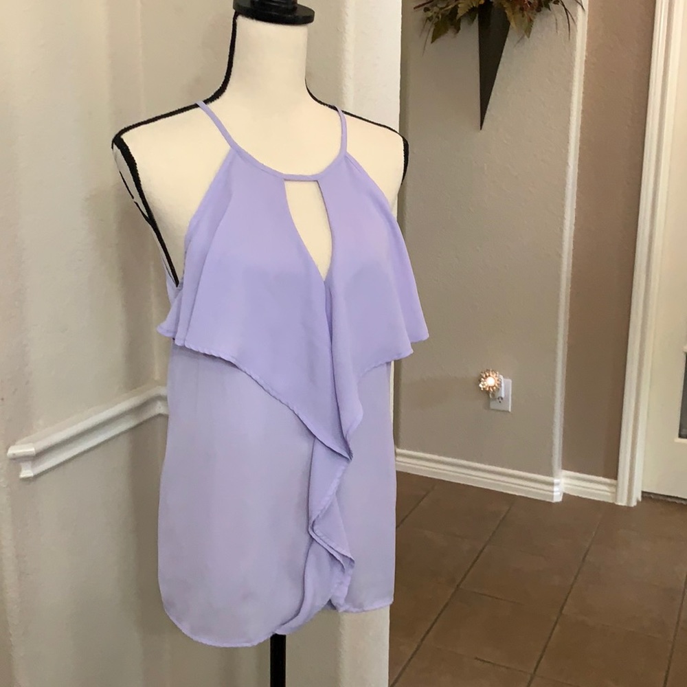 Massimo light purple ruffled cutout tank top Size XS